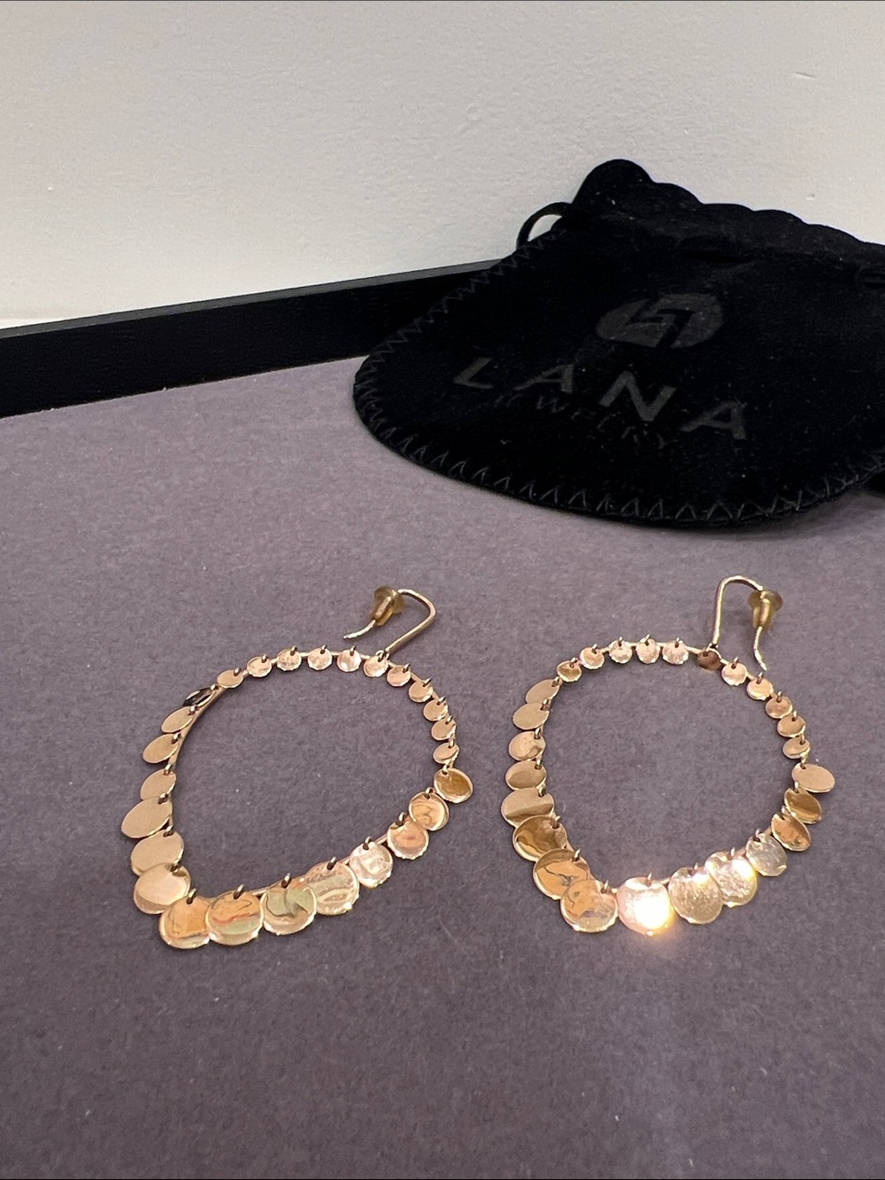 Lana Gold Teardrop Disc Hoop Earrings - Picture 2 of 6